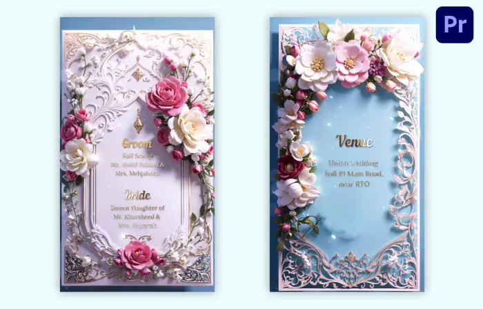 Unique 3D Floral Muslim Wedding Invitation Instagram Story
